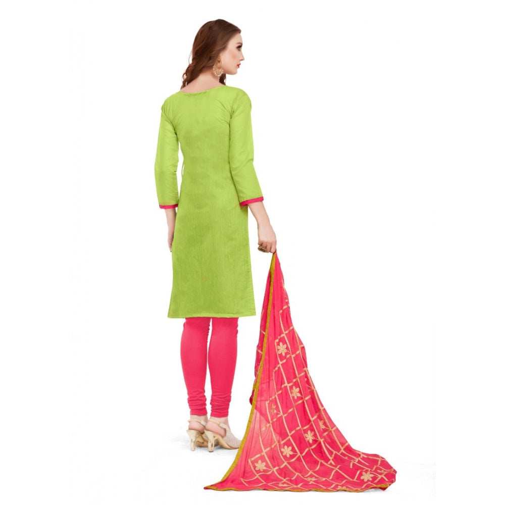 Women's Banarasi Jacquard Unstitched Salwar-Suit Material With Dupatta (Green, 2-2.5mtrs)