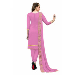 Chanderi Cotton Unstitched Salwar-Suit Material With Dupatta (Pink, 2-2.5mtrs)