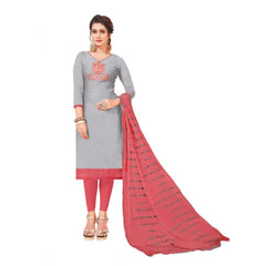 Modal Silk Unstitched Salwar-Suit Material With Dupatta (Ash , 2-2.5mtrs)