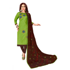 Women's Glaze Cotton Unstitched Salwar-Suit Material With Dupatta (Green, 2-2.5mtrs)