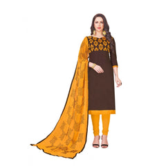 Women's Glaze Cotton Unstitched Salwar-Suit Material With Dupatta (Coffee, 2-2.5mtrs)