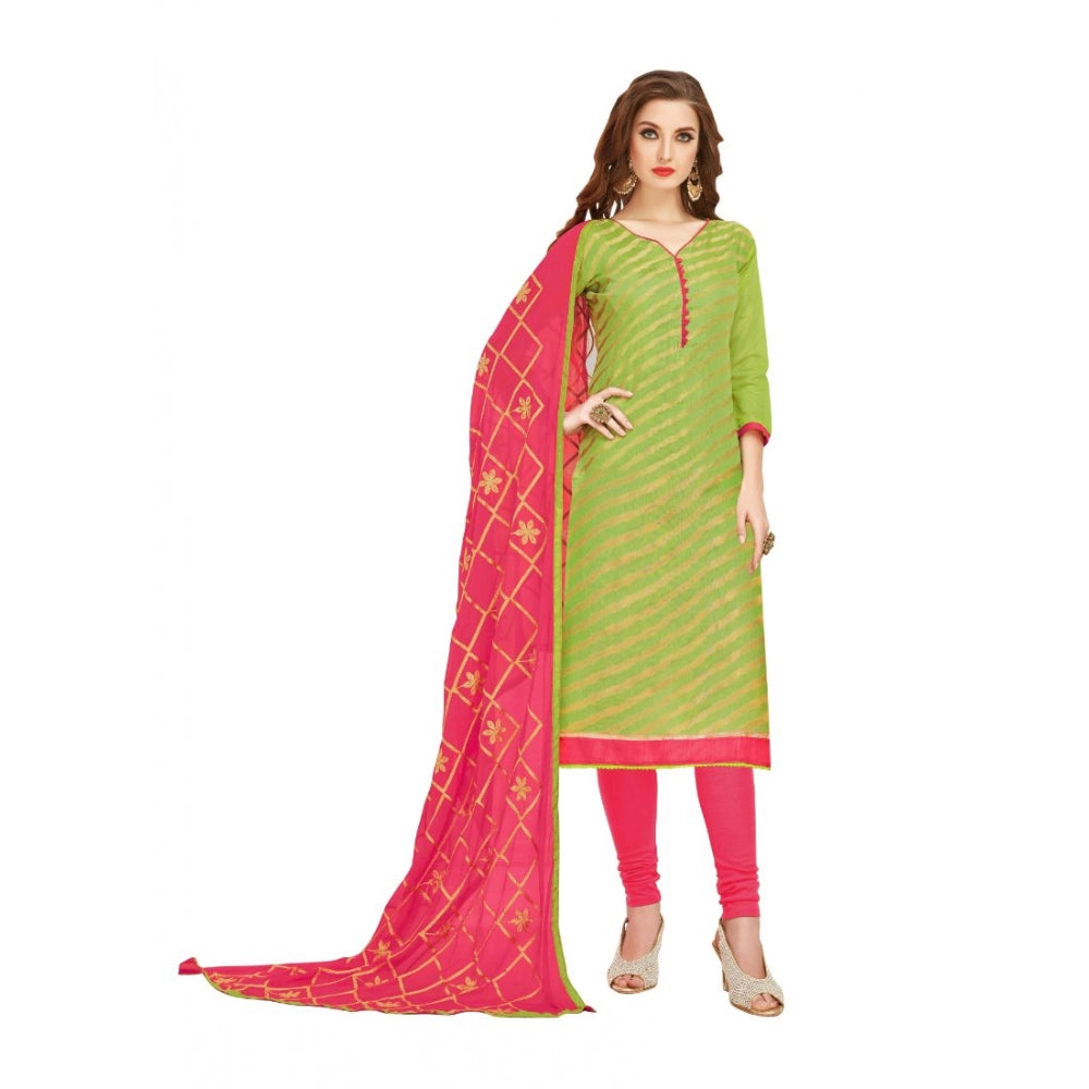 Women's Banarasi Jacquard Unstitched Salwar-Suit Material With Dupatta (Green, 2-2.5mtrs)