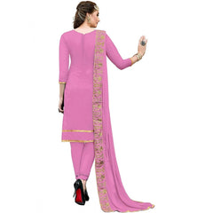 Women's Chanderi Cotton Unstitched Salwar-Suit Material With Dupatta (Pink, 2.20 Mtr)