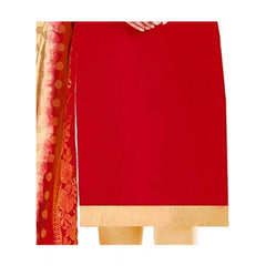 Women's Slub Cotton Unstitched Salwar-Suit Material With Dupatta (Red, 2 Mtr)