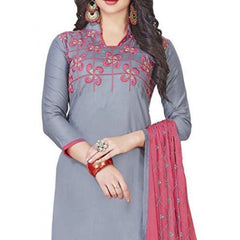 Glaze Cotton Unstitched Salwar-Suit Material With Dupatta (Grey, 2 Mtr)