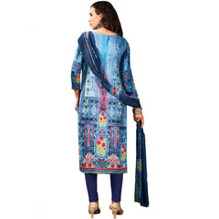 Women's Cotton Unstitched Salwar-Suit Material With Dupatta (Blue, 2.5 Mtr)