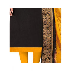 Women's Slub Cotton Unstitched Salwar-Suit Material With Dupatta (Black, 2 Mtr)