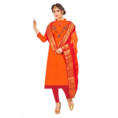 Women's South Slub Cotton Unstitched Salwar-Suit Material With Dupatta (Orange, 2 Mtr)