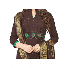 South Slub Cotton Unstitched Salwar-Suit Material With Dupatta (Brown, 2 Mtr)