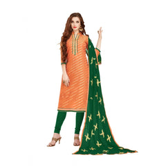 Women's Banarasi Jacquard Unstitched Salwar-Suit Material With Dupatta (Orange, 2 Mtr)