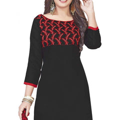 Glaze Cotton Unstitched Salwar-Suit Material With Dupatta (Black, 2 Mtr)