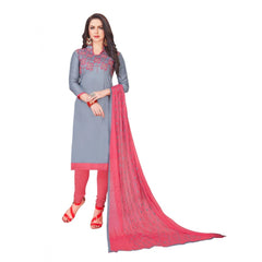 Glaze Cotton Unstitched Salwar-Suit Material With Dupatta (Grey, 2 Mtr)