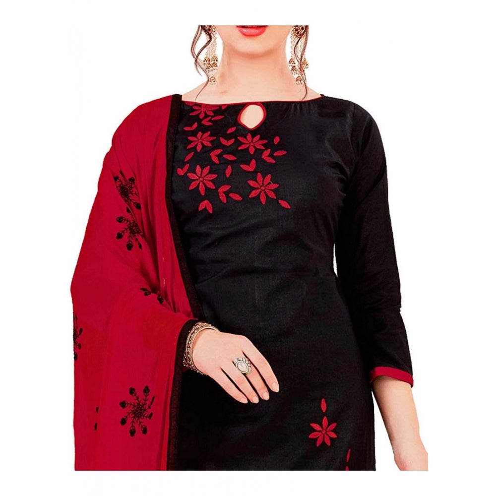 Women's Glaze Cotton Unstitched Salwar-Suit Material With Dupatta (Black, 2 Mtr)