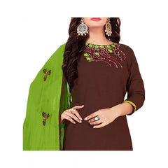 Women's Glaze Cotton Unstitched Salwar-Suit Material With Dupatta (Brown, 2 Mtr)