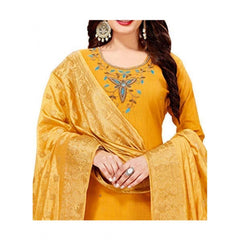 Women's Slub Cotton Unstitched Salwar-Suit Material With Dupatta (Yellow, 2 Mtr)