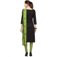 Women's Slub Cotton Unstitched Salwar-Suit Material With Dupatta (Black, 2 Mtr)