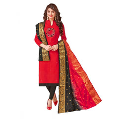 South Slub Cotton Unstitched Salwar-Suit Material With Dupatta (Red, 2 Mtr)