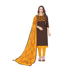 Glaze Cotton Unstitched Salwar-Suit Material With Dupatta (Brown, 2 Mtr)