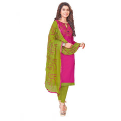 Glaze Cotton Unstitched Salwar-Suit Material With Dupatta (Pink, 2 Mtr)