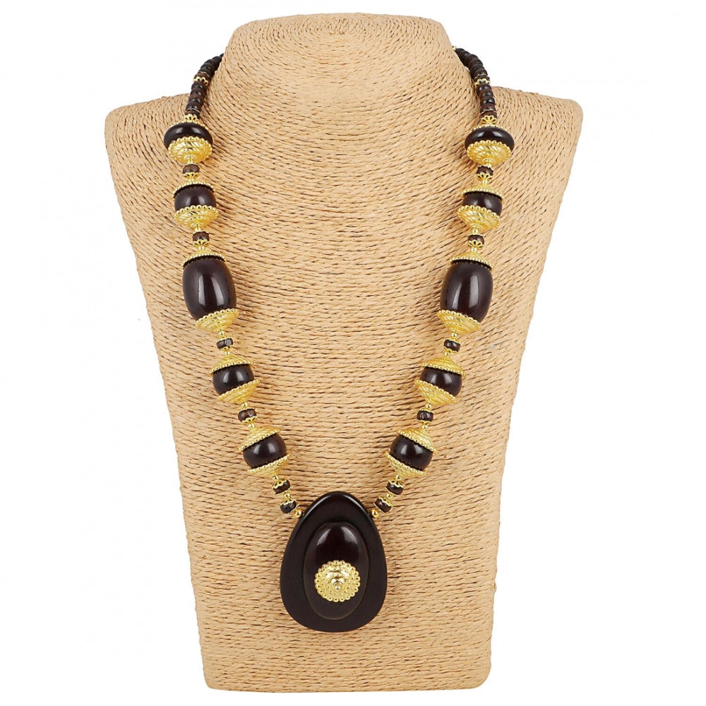 Designer Dark Brown and Golden Beads South Style Necklace