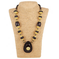 Designer Dark Brown and Golden Beads South Style Necklace