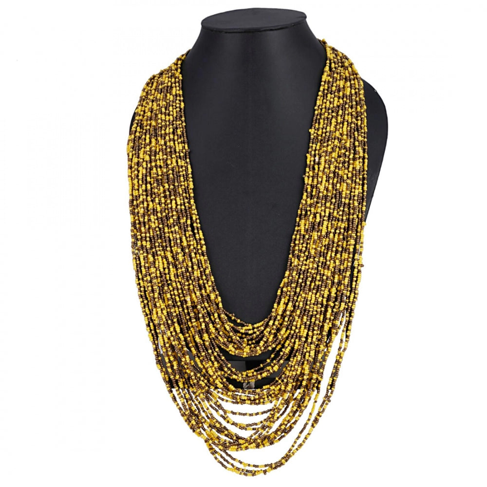 Yellow Multi Layer Beads Necklace