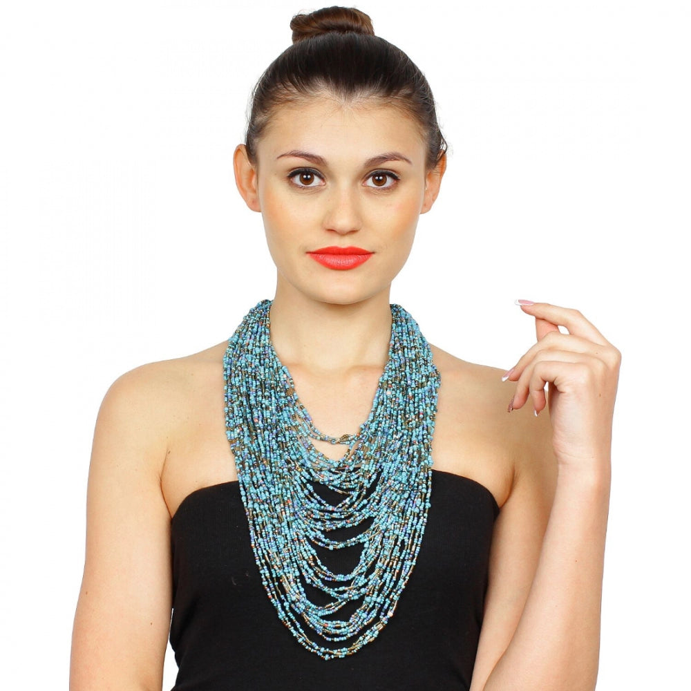 Blue Multi Layer Beads Necklace