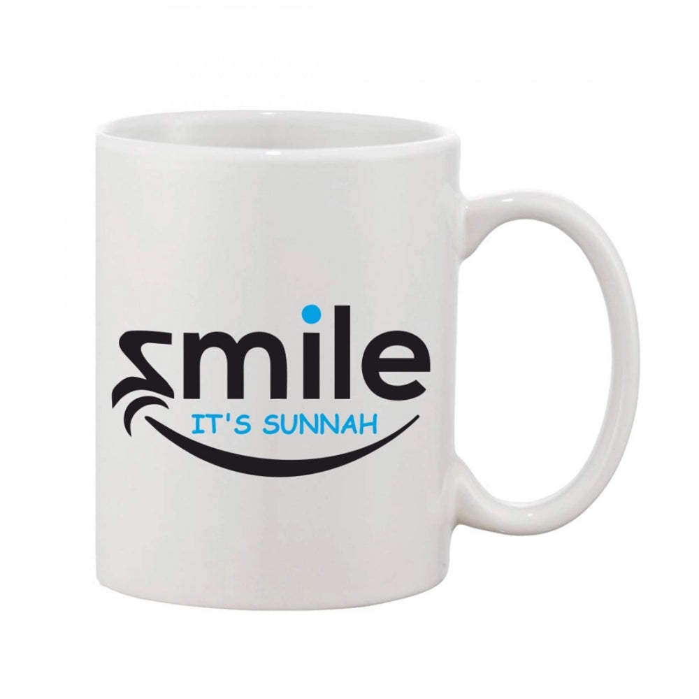 Printed Ceramic Coffee Mug - 1 Pieces, White, 11oz