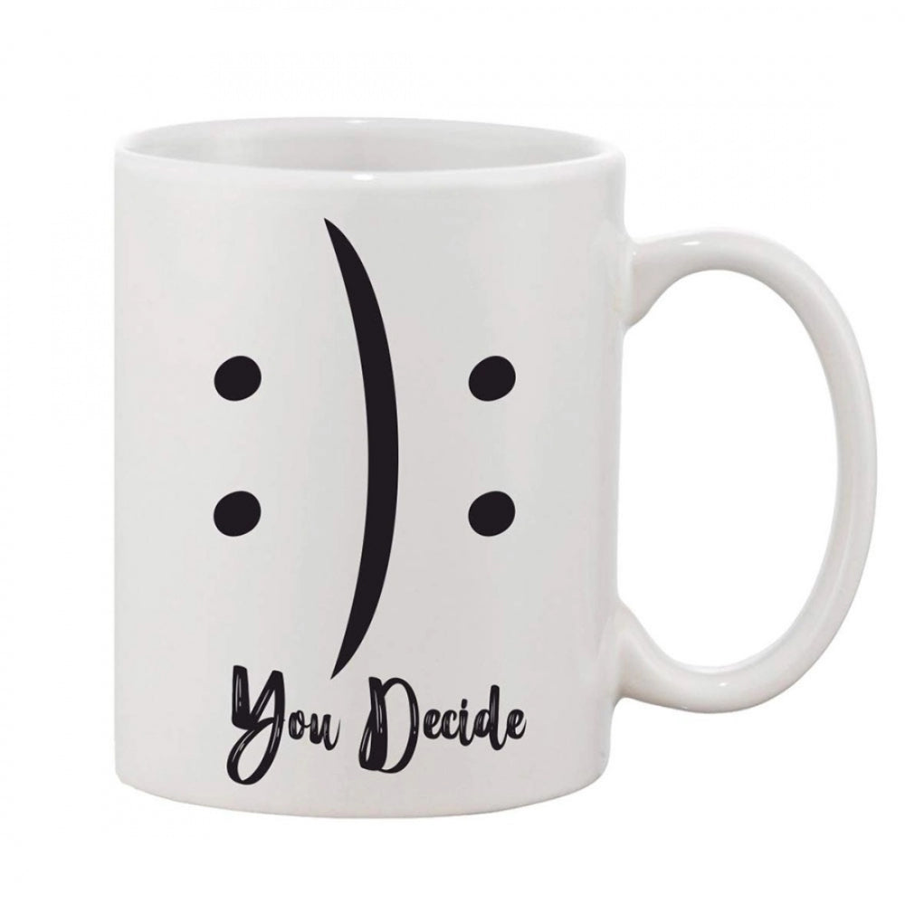 Printed Ceramic Coffee Mug - 1 Pieces, White, 11oz