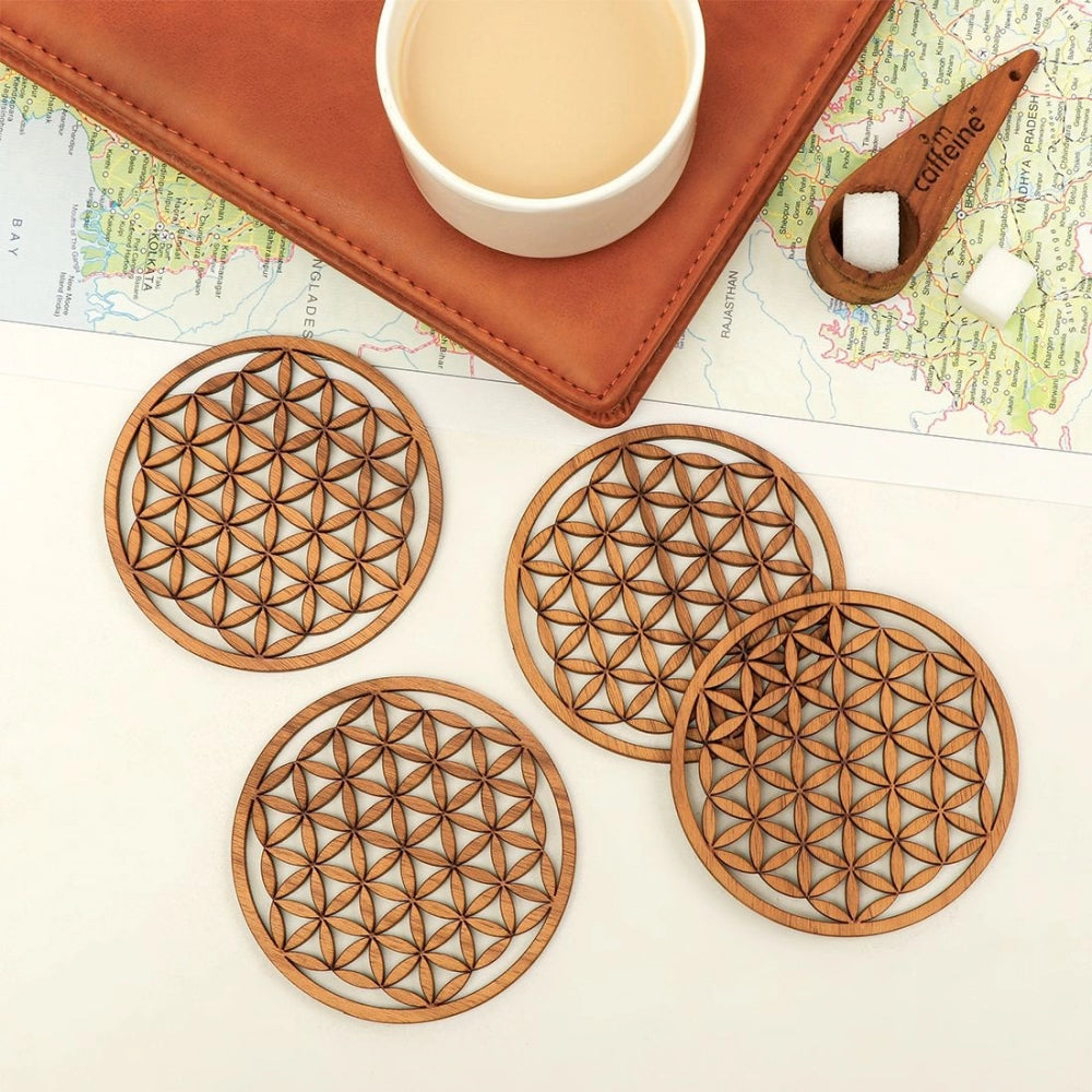 Wooden Coasters for Tea Coffee (Set of 4)