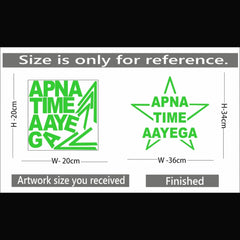 Green Poster Apna Time Aayega Radium Wall Sticker