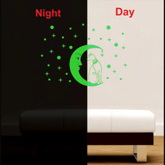 Green Galaxy of Stars With Moon Radium Night Glow Wall Sticker