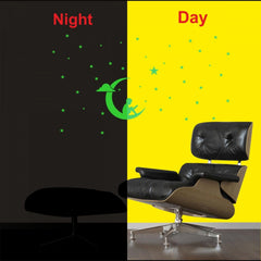 Green Galaxy of Stars With Moon Radium Wall Sticker