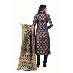 Jacquard Silk Unstitched Salwar-Suit Material With Dupatta (Blue,2-2.5Mtrs)