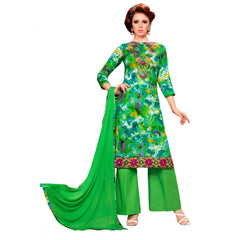 Women's Glaze Cotton Unstitched Salwar Suit-Material With Dupatta (Green &amp; Multi,2.3 Mtrs)