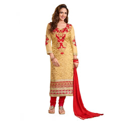 Cotton Unstitched Salwar Suit-Material With Dupatta (beige,2.2 Mtrs)