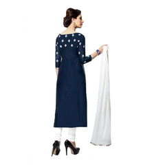 Women's Cotton Unstitched Salwar Suit-Material With Dupatta (Navy Blue,2.2 Mtrs)