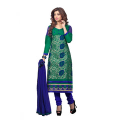 Women's Glaze Cotton Unstitched Salwar Suit-Material With Dupatta (Green,2.2 Mtrs)