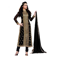 Women's Georgette Unstitched Salwar Suit-Material With Dupatta (Black,2 Mtrs)