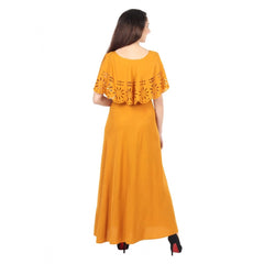 Crepe Solid Sleeveless Full Length Gown(Yellow)