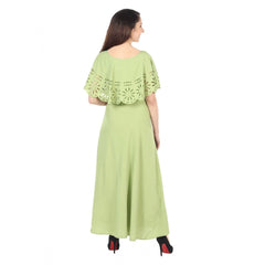 Women's Crepe Solid Sleeveless Full Length Gown(Light Green)