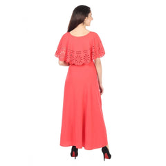 Crepe Solid Sleeveless Full Length Gown(Red)