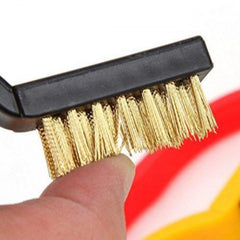 Pack of 3 Mini Wire Brush Set (Brass, Nylon, Stainless Steel Bristles)3 Pcs Set (Color: Assorted)