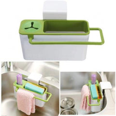 Kitchen Self Draining Sink Tidy With Suction Cup Organizer Sponge (Color: Assorted)