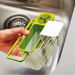 Kitchen Self Draining Sink Tidy With Suction Cup Organizer Sponge (Color: Assorted)