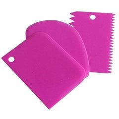 Pack Of 4_3 Pcs Plastic Dough Bench Scraper Cake Cutter (Color: Assorted)