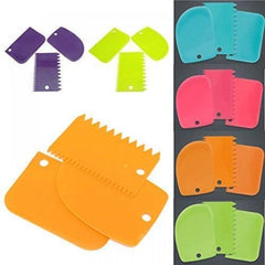 Pack Of 4_3 Pcs Plastic Dough Bench Scraper Cake Cutter (Color: Assorted)