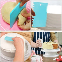 Pack Of 4_3 Pcs Plastic Dough Bench Scraper Cake Cutter (Color: Assorted)