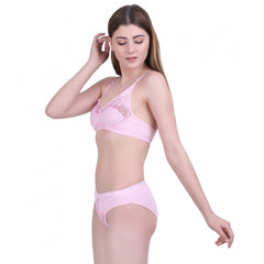 Cotton Bra And Panty Set (Material: Cotton (Color: Light Pink)