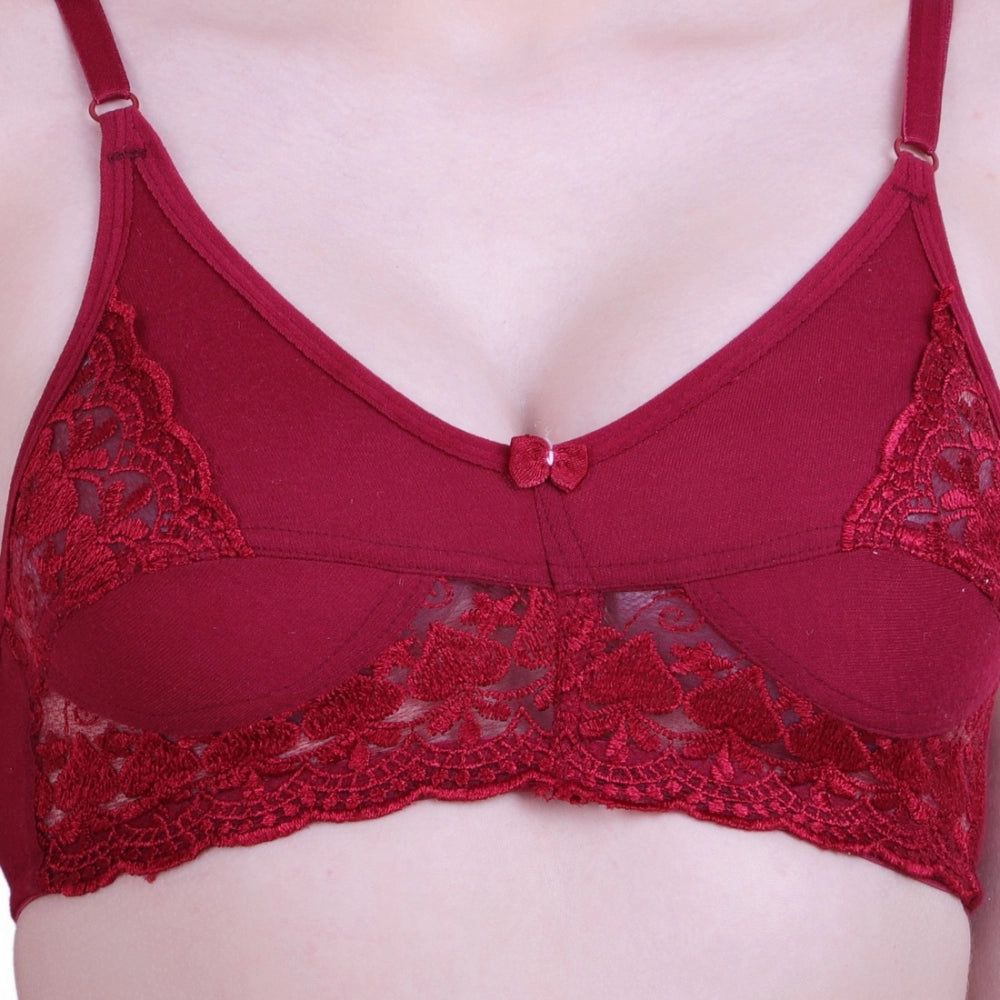 Cotton Bra And Panty Set (Material: Cotton (Color: Mehroon)